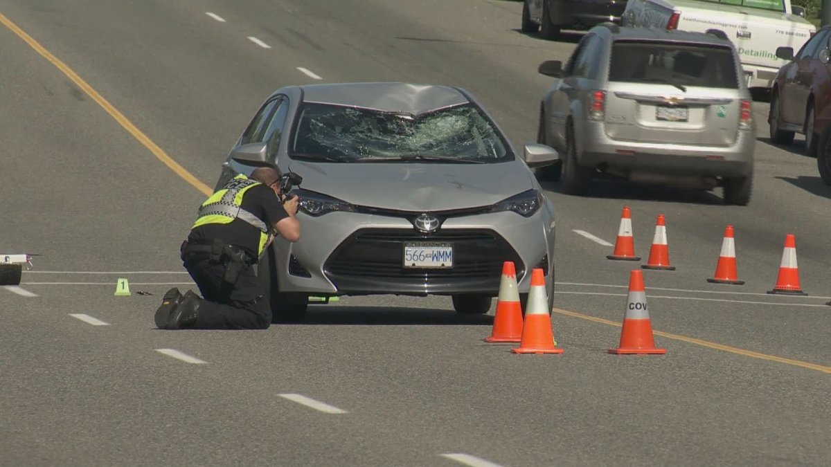 The scene of a serious crash in East Vancouver on Tuesday. 