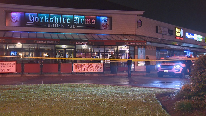 Peel police say one person was critically injured after a shooting outside Yorkshire Arms Pub in Mississauga.