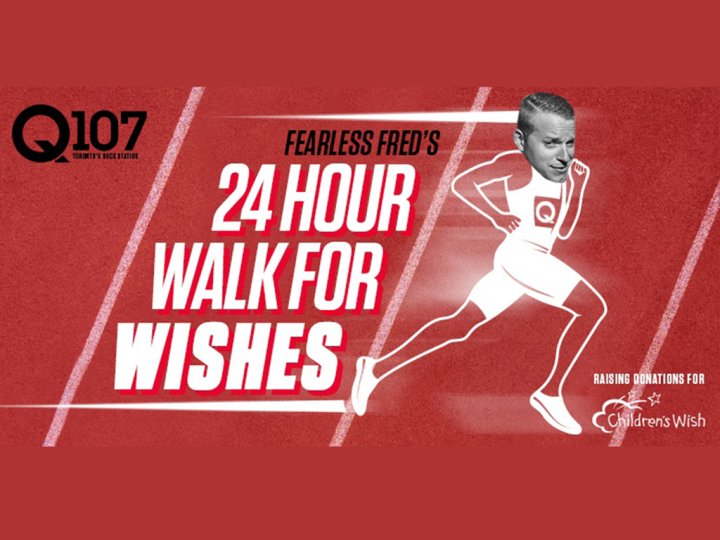 Q107 host Fearless Fred to walk 24 hours straight for charity