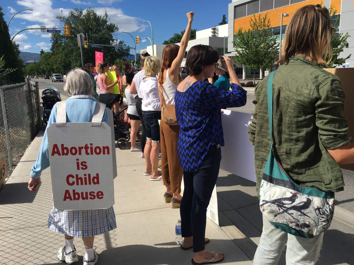 Anti-abortion activists have been demonstrating outside of Kelowna General Hospital for nearly two decades. In that time, this is the biggest pro-choice group they’ve ever seen.