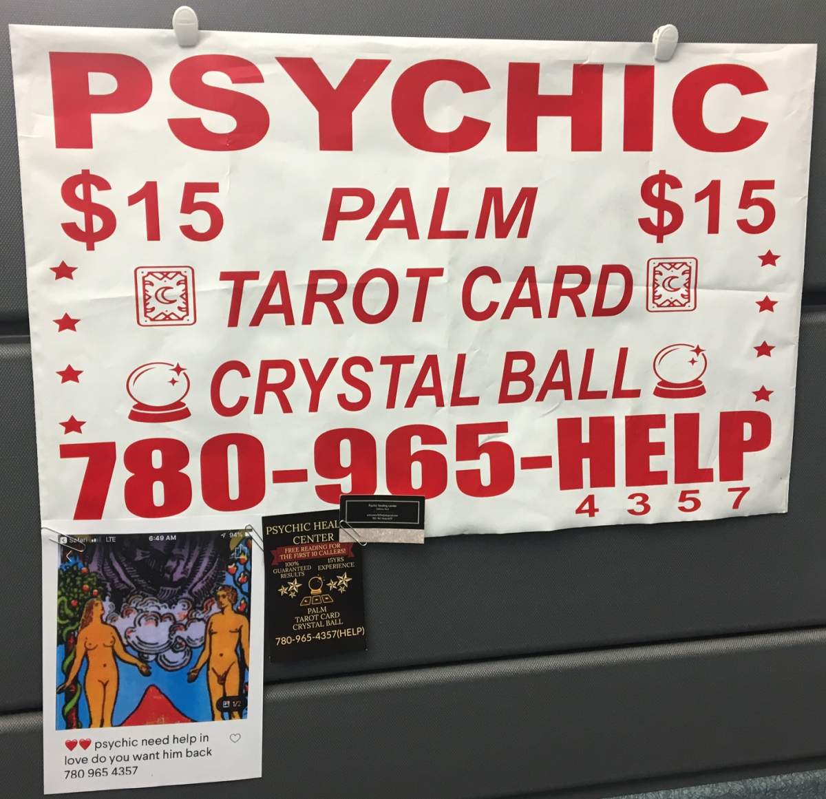 An ad that Edmonton police said Cynthia Burt would use to advertise her psychic services. Police believe the ads may still be in use, even after 10 fraud charges were laid against the woman.