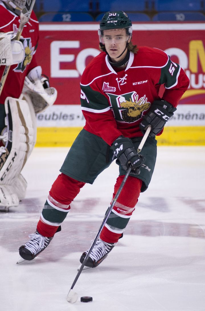 Raphael Lavoie (#50) of the Halifax Mooseheads, Drummondville, Que., Jan. 27, 2017.