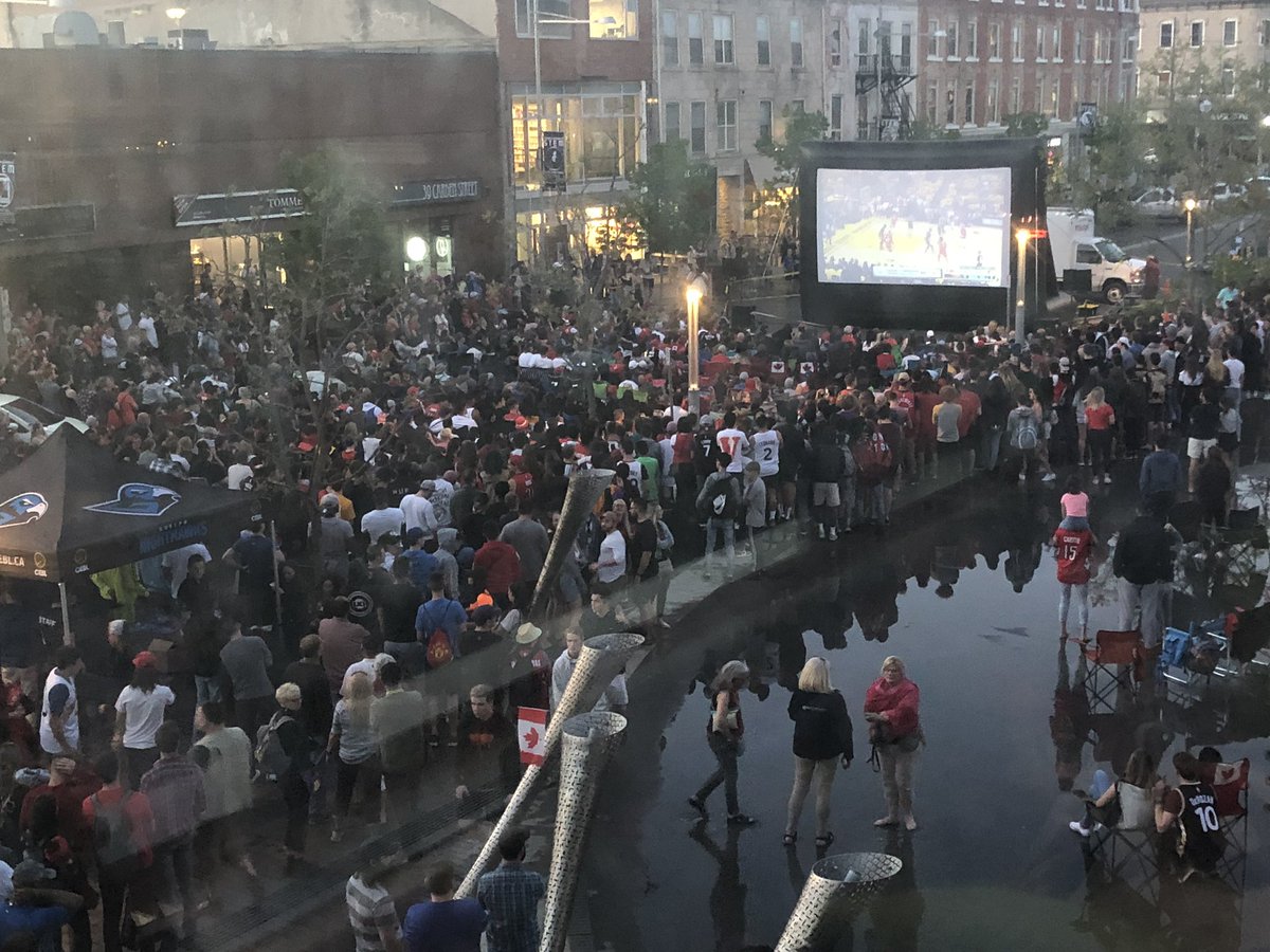 Mayor Cam Guthrie said they are prepared to show the game outside city hall at Market Square, a.k.a. Raptors Square — if the weather cooperates.