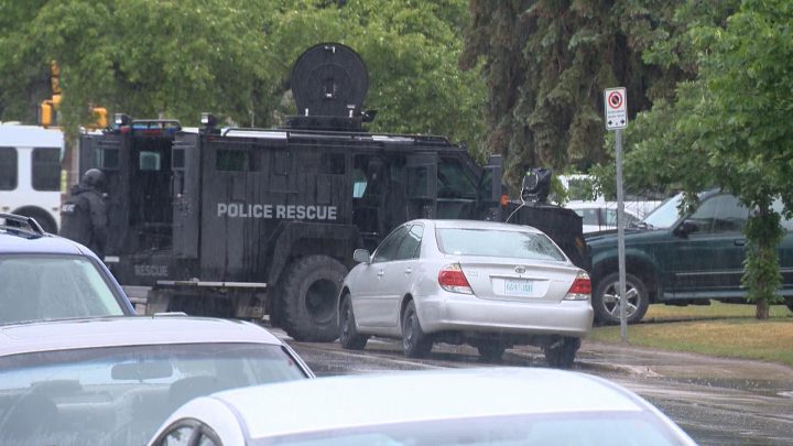 Saskatoon police search a home in the 300-block of Cumberland Avenue South on June 20, 2019.