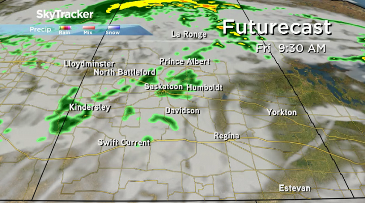 Showers are possible in the Saskatoon-area Friday morning.