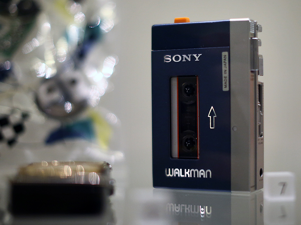 A 1980 Sony Walkman 'Stowaway TPS-L2' is pictured during a press preview for the Victoria and Albert Museum's new Toshiba Gallery of Japanese Art on November 2, 2015 in London, England.