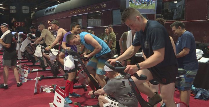 People turned out to the Canadian Pacific Headquarters in Calgary on Sunday for the third annual Spin for a Veteran.