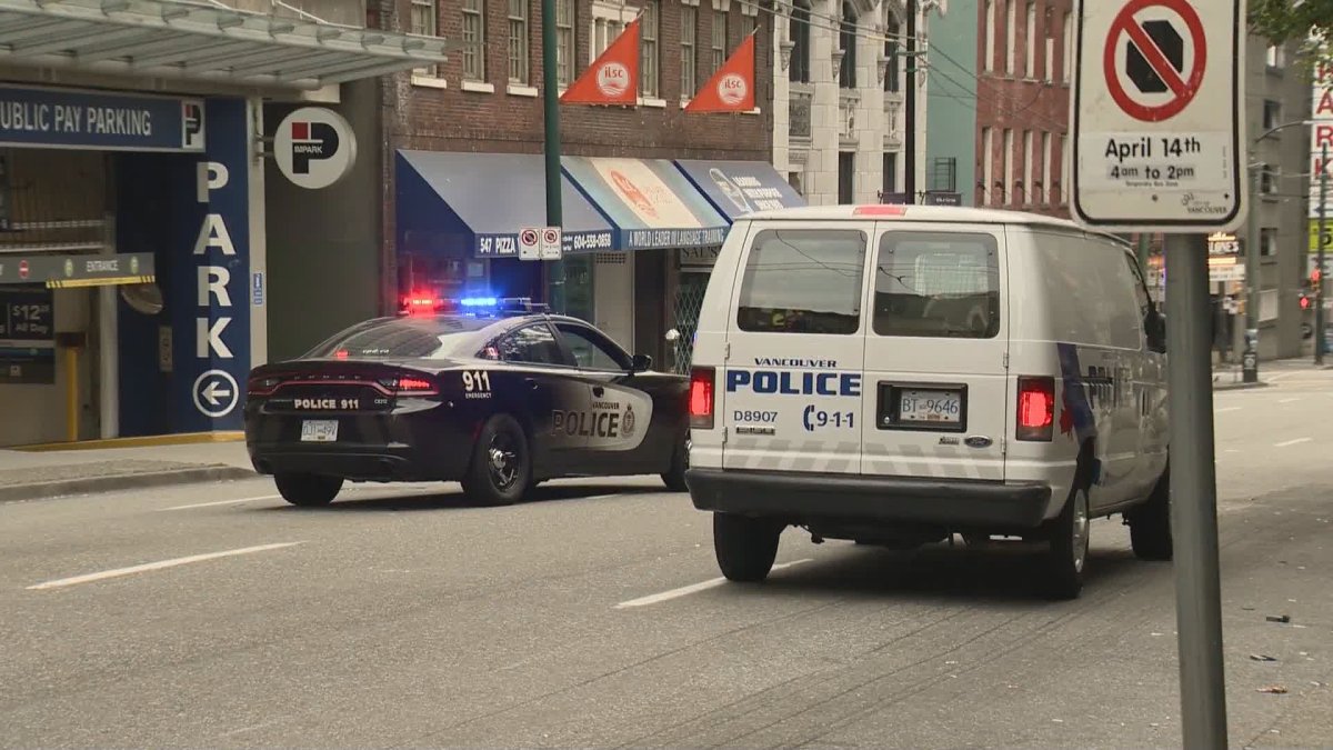 Vancouver police on scene of a stabbing in the area of Seymour and Dunsmuir Streets Saturday, June 15, 2019.