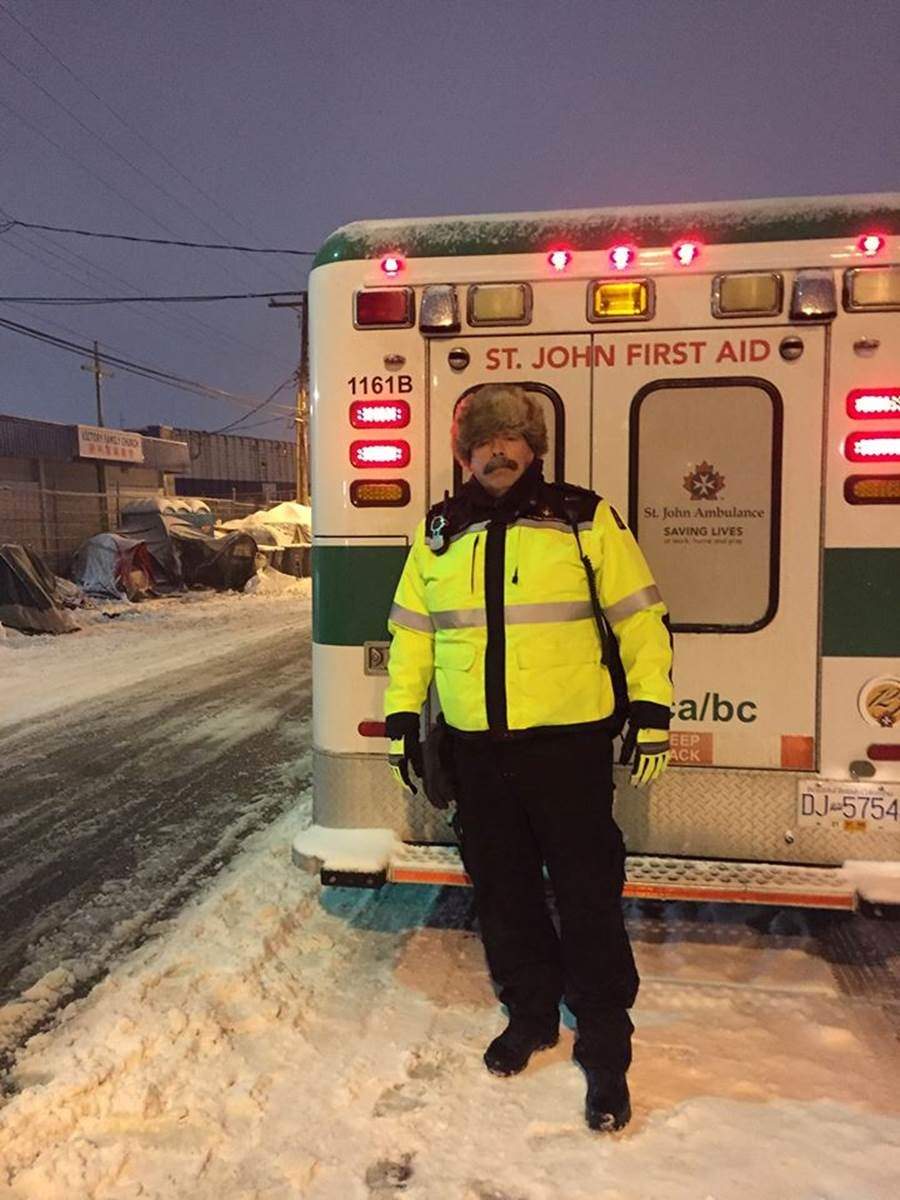 Steve Kern, pictured in March, 2018 volunteering with the St. John Ambulance Opioid Overdose Response Team.