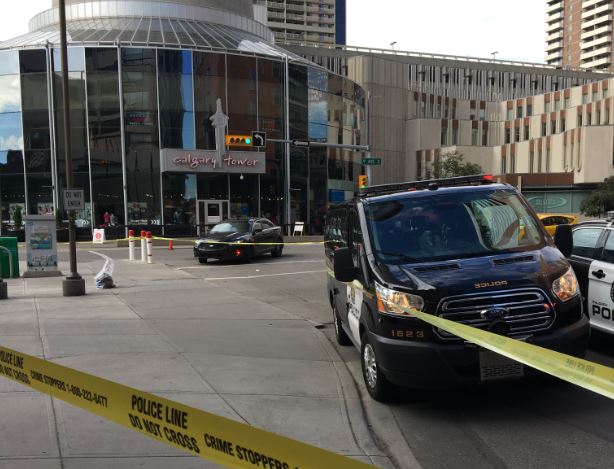 Calgary Police are on scene at the Telus Convention Centre investigating after a man was taken to hospital in life-threatening condition. 