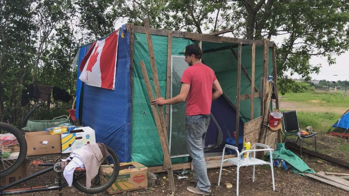 A tent that had been set up on Albert Street. a few weeks ago.