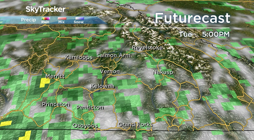There is a chance of late day showers and risk of a thunderstorm on Tuesday.