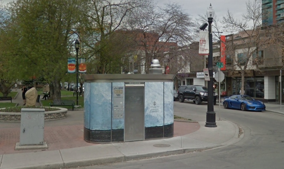 A photo of the automated public toilets at Tomkins Park, dated May 2017.