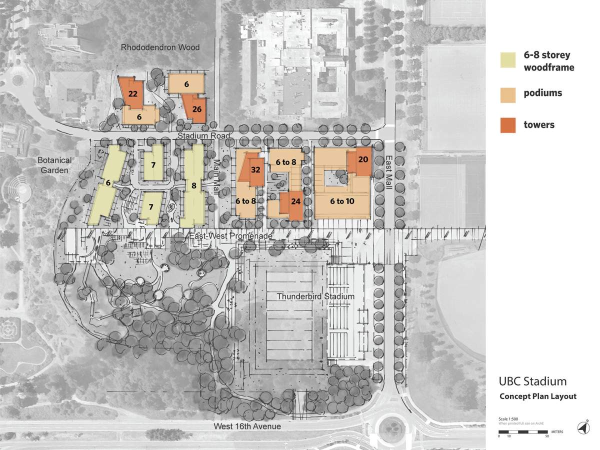 Tower heights as envisioned in the Stadium Neighbourhood Plan update.