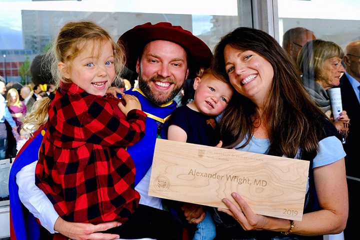 Alexander Wright celebrates his medical degree at one of his convocation ceremonies. 