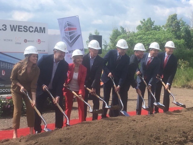 L3 Wescam and city officials broke ground Tuesday morning at the future site of the company's headquarters in Waterdown.