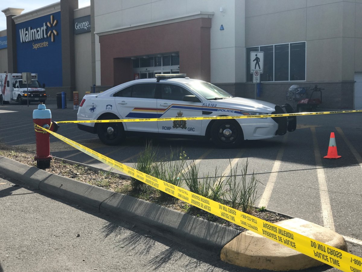 RCMP taped off a section of the West Kelowna Walmart parking lot Saturday evening. 