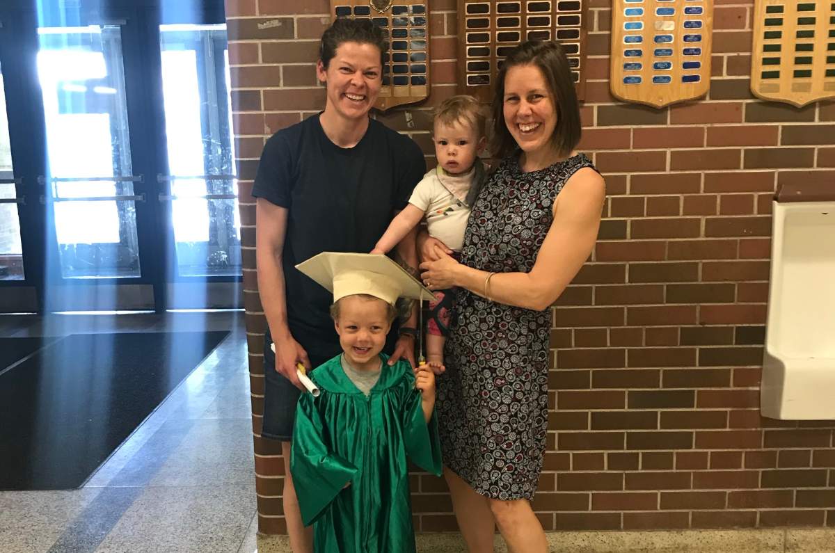 Bronwyn Whyte and Lindsey White and their two sons.