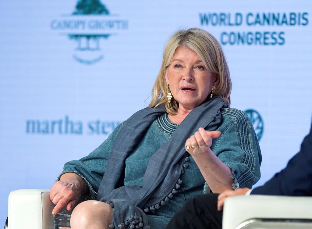 Martha Stewart, the food and lifestyles guru, addresses the audience at the World Cannabis Congress in Saint John, New Brunswick on Tuesday, June 18, 2019.