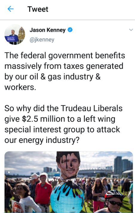 Jason Kenney’s July 24, 2019 tweet that was later deleted.