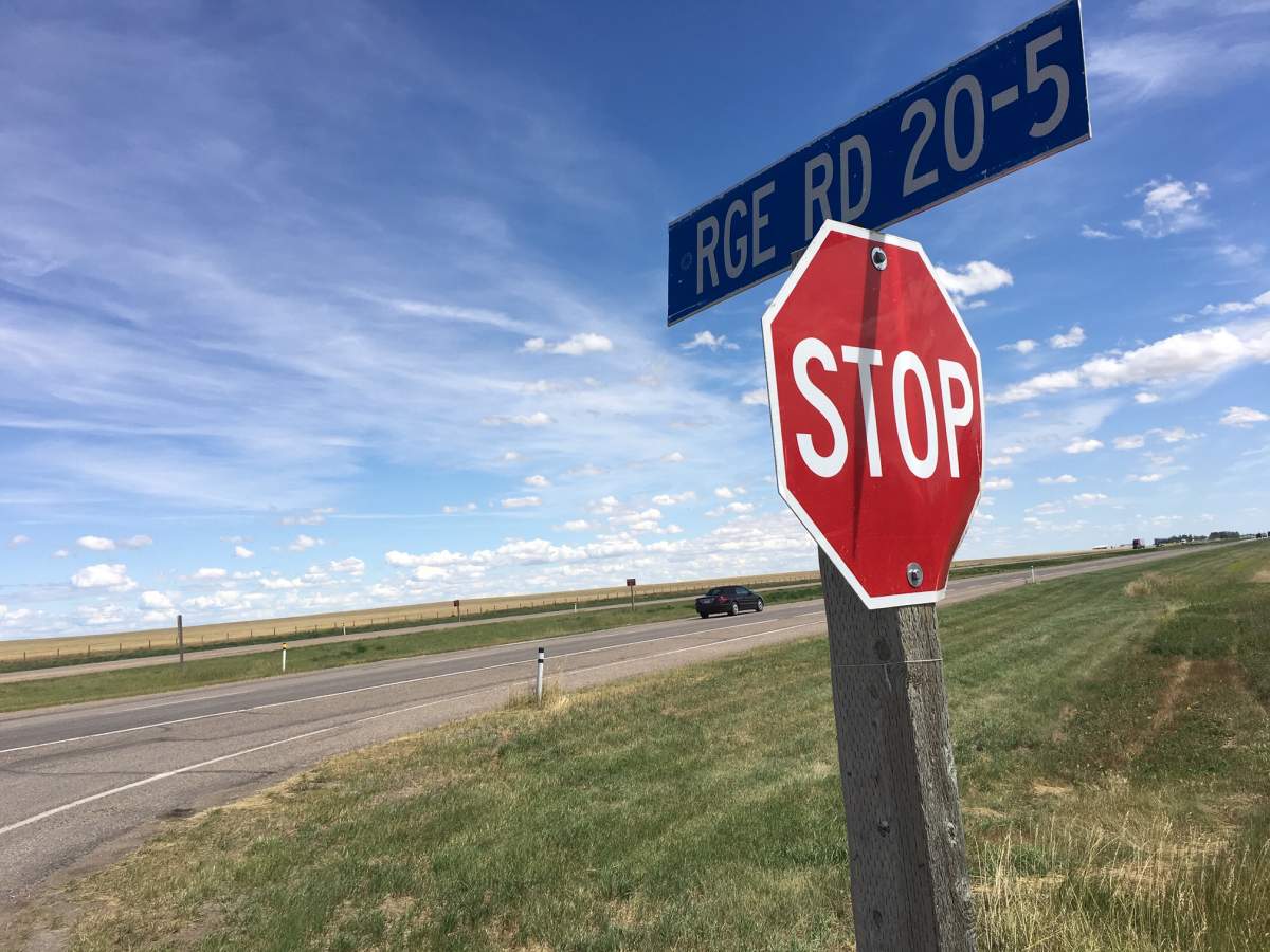The intersection where a crash - on Highway 4 and Range Road 205 - claimed the lives of two seniors.
