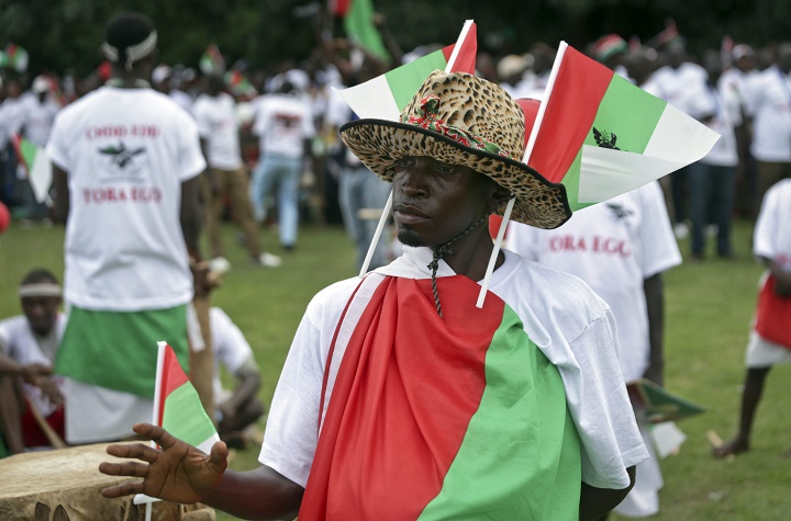 In this Monday, May 14, 2018 file photo, Burundians attend a ruling party rally at the end of the campaign for a "yes" vote in the constitutional referendum, in the capital Bujumbura, Burundi.  The Quebec town of Mont-St-Hilaire  has just cancelled a twin city agreement with Bujumbura. Wednesday, July 24, 2019.