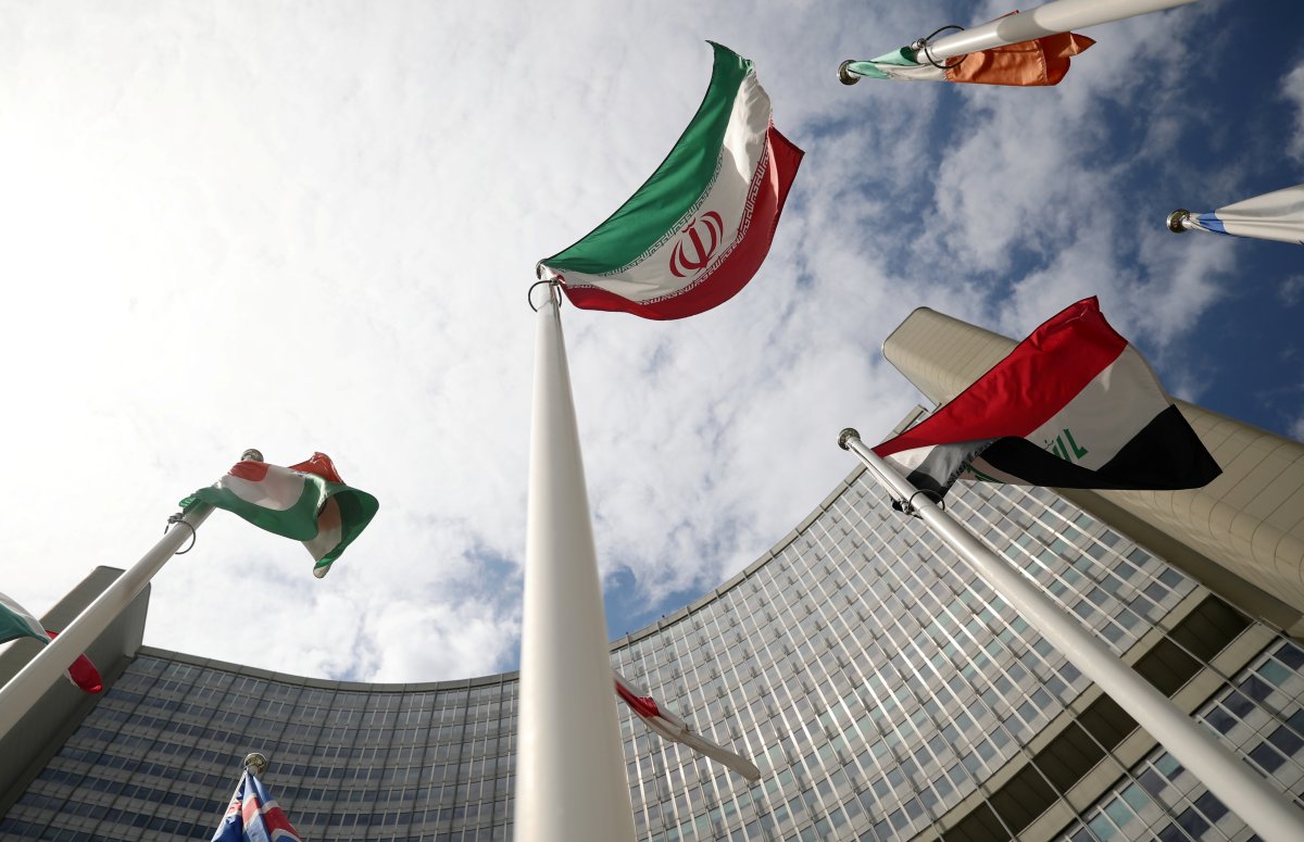 The Iranian flag flutters in front the International Atomic Energy Agency (IAEA) headquarters in Vienna, Austria July 10, 2019. 