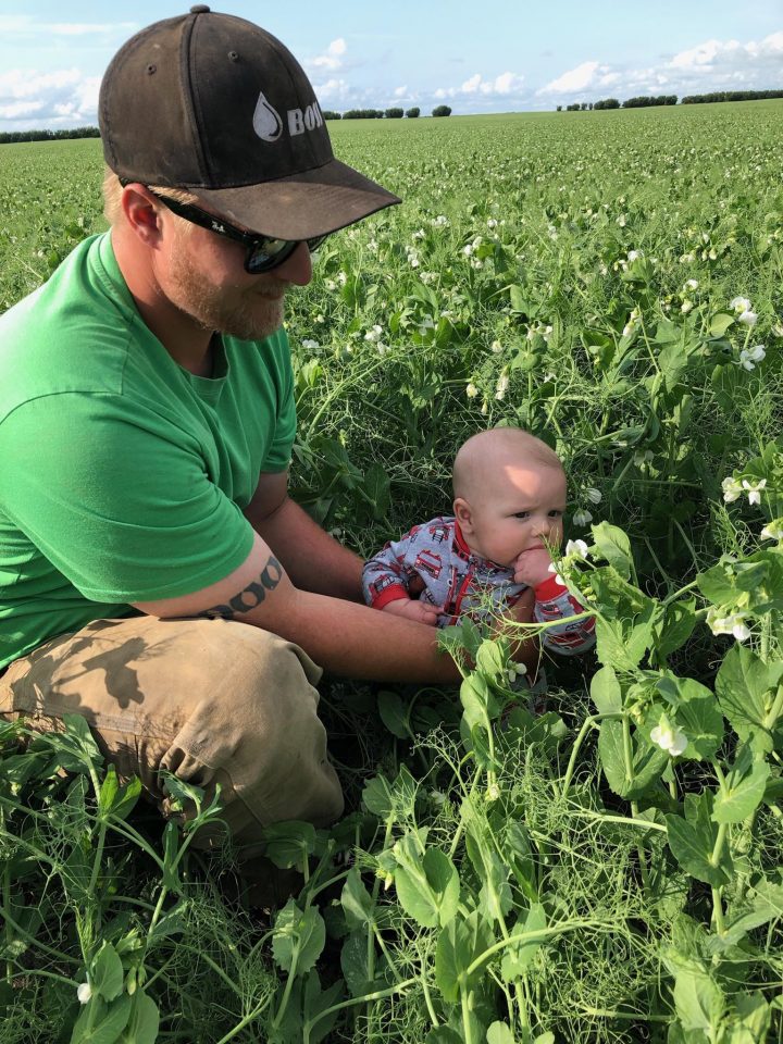 The July 31 Your Saskatchewan photo of JC checking the peas near Biggar was taken by his great-grandmother Gail Althouse.
