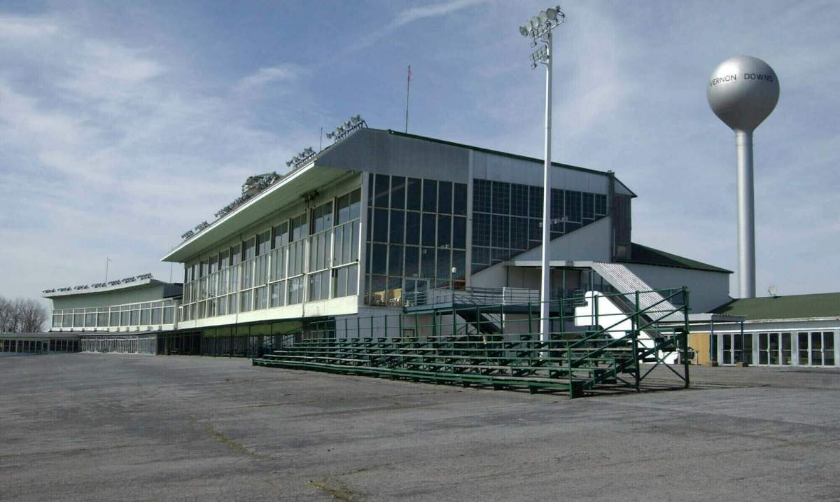 This March 30, 2004 file photo, shows the grandstands at Vernon Downs in Verona, N.Y.