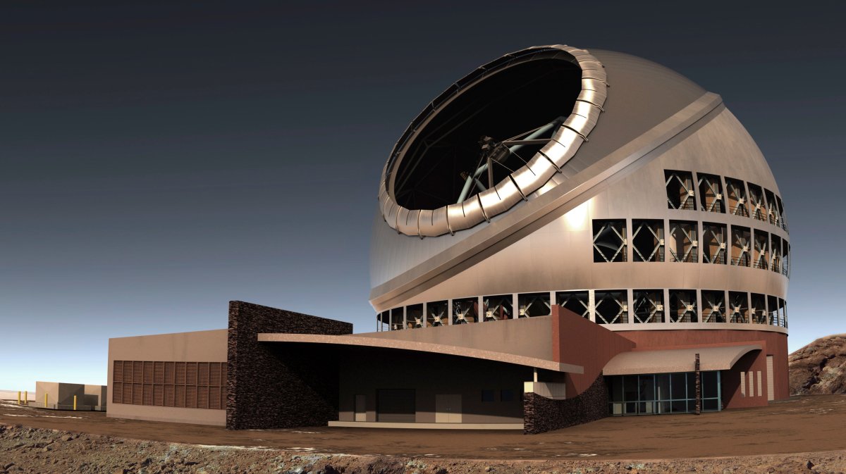 This undated file illustration provided by Thirty Meter Telescope (TMT) shows the proposed giant telescope on Mauna Kea on Hawaii's Big Island. 