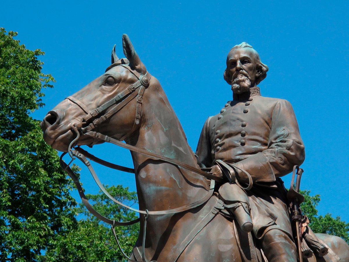 In this Aug. 18, 2017, file photo, a statue of Confederate Gen. Nathan Bedford Forrest sits in a park in Memphis, Tenn. 
