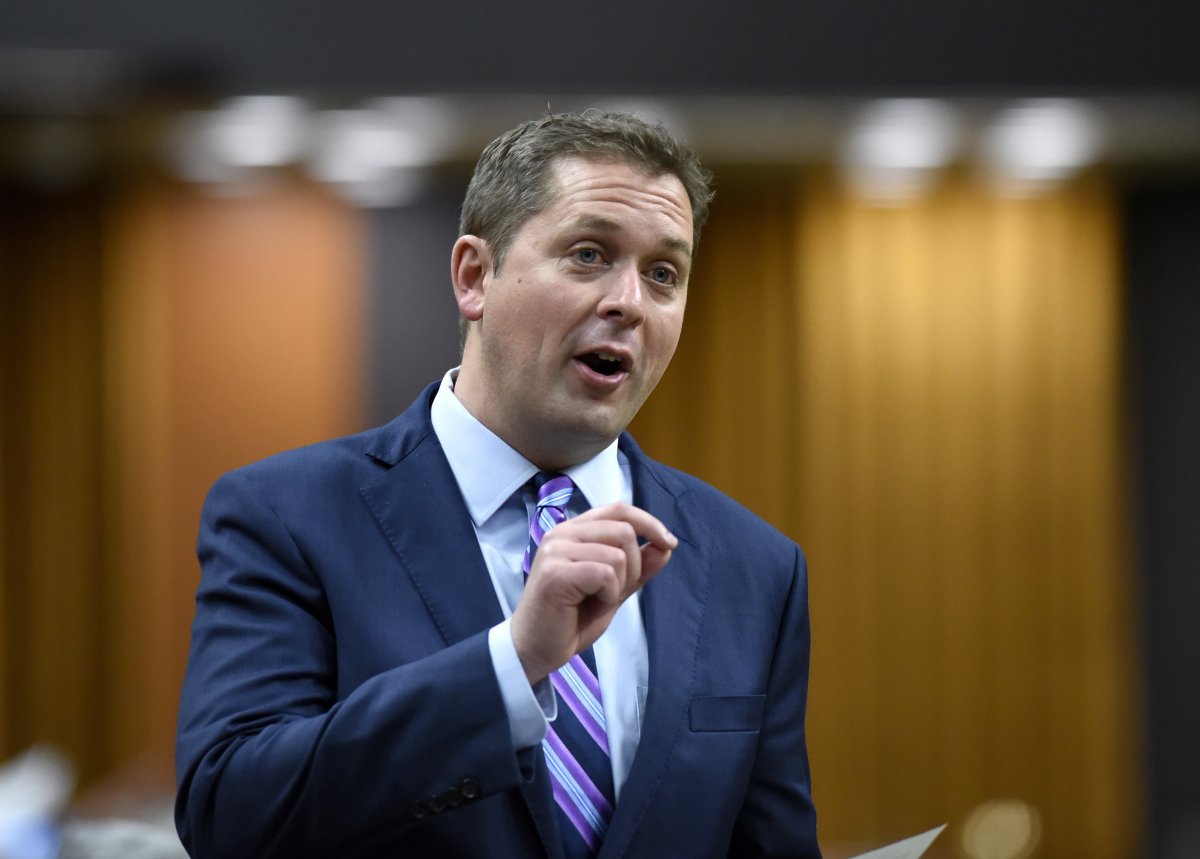 Conservative Leader Andrew Scheer rises during question period in the House of Commons on Parliament Hill in Ottawa on Monday, June 3, 2019. Scheer will be making a campaign stop in Peterborough on Wednesday.