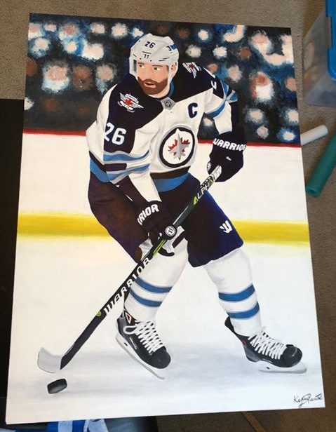 A painting of Winnipeg Jets captain Blake Wheeler by Kylie Pantel.