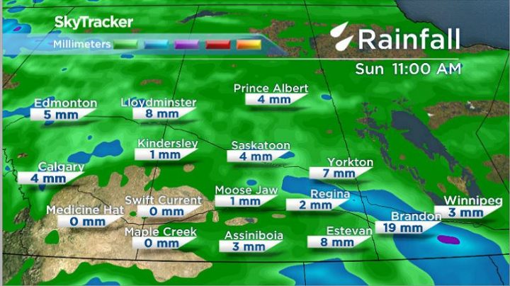 A few millimetres of rain is expected to accumulate over the next 48 hours across the province.
