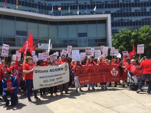 Hamilton ACORN, an organization that advocates for tenants, rallied at city hall on Monday morning in support of Coun. Nrinder Nann's motion.