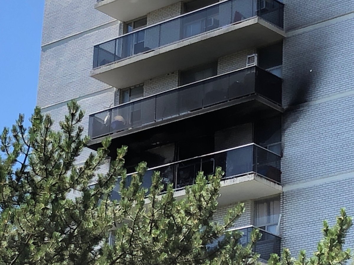 Toronto fire crews responded to a fire on the 2nd floor balcony of an apartment building on Bathurst and Rockford, on Sunday.