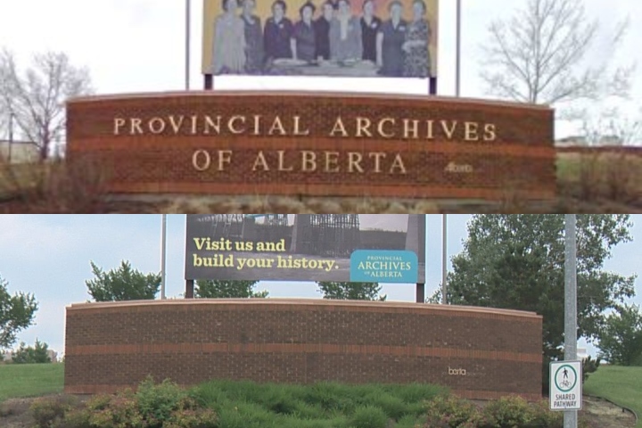 Police say the brass letters on the  Provincial Archives building in south Edmonton were stolen sometime between Saturday, July 6 and Sunday, July 7, 2019.