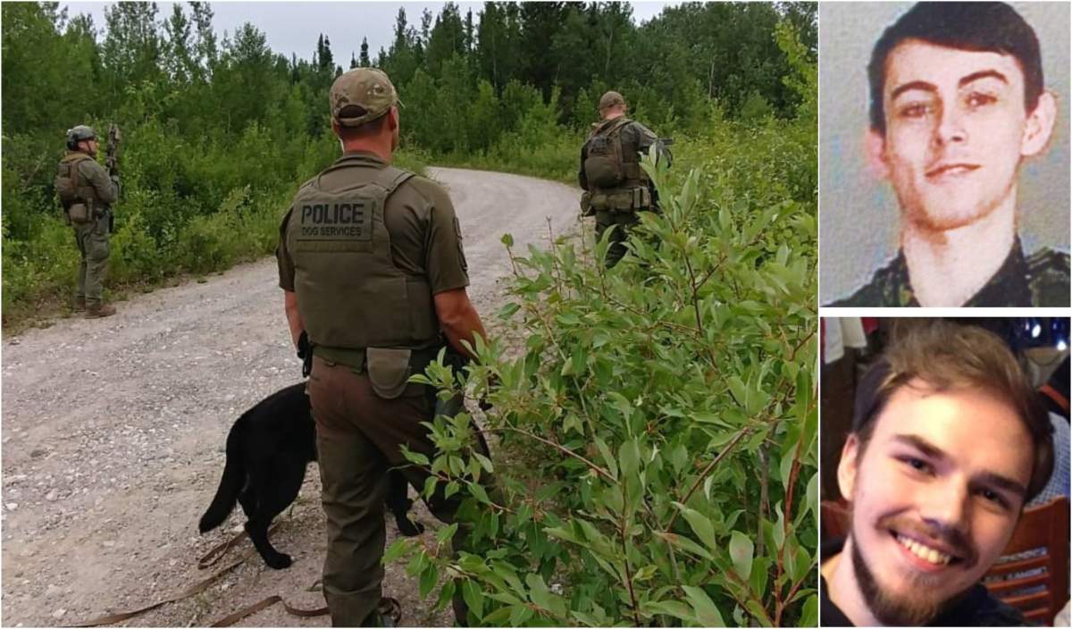 RCMP search the area surrounding Gillam, Man., after murder suspects Bryer Schmegelsky and Kam McLeod were spotted there.