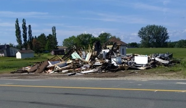 This demolished home on Highway 430 in New Brunswick was the site of a fire that displaced two people. 