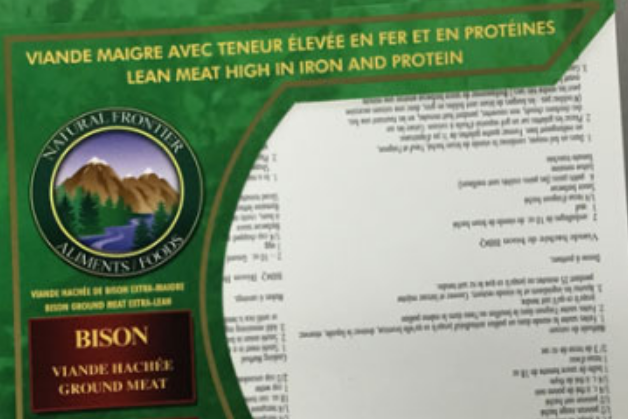 Natural Frontier Foods ground bison meat, subject to a recall by producer Northfork Bison Distributors Inc. in July 2019.