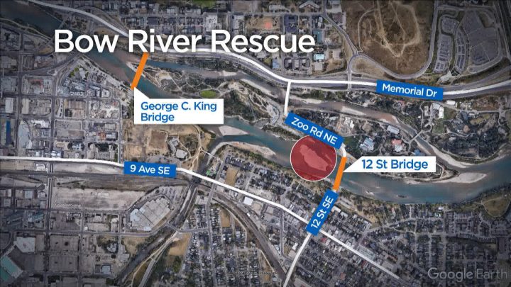 A man was rescued after being swept down the Bow River on Tuesday, July 30, 2019. 