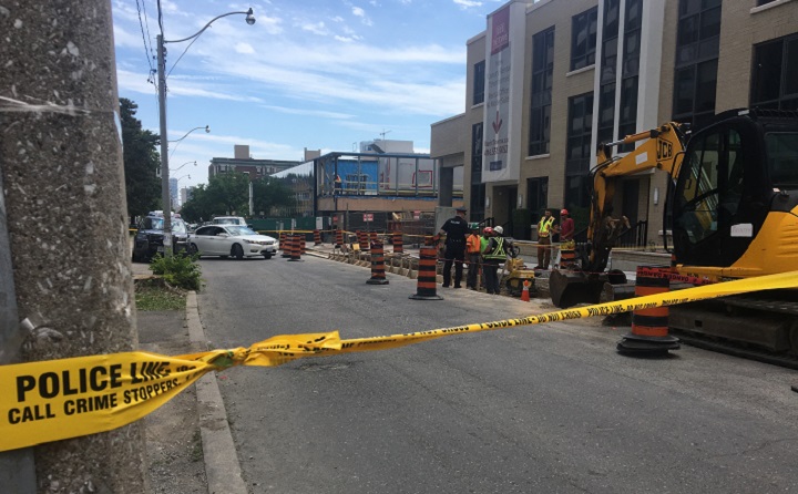 Police block off part of Bleeker Street.