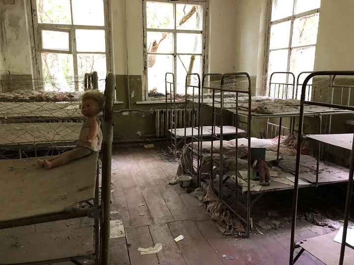 An abandoned building in the Chernobyl area