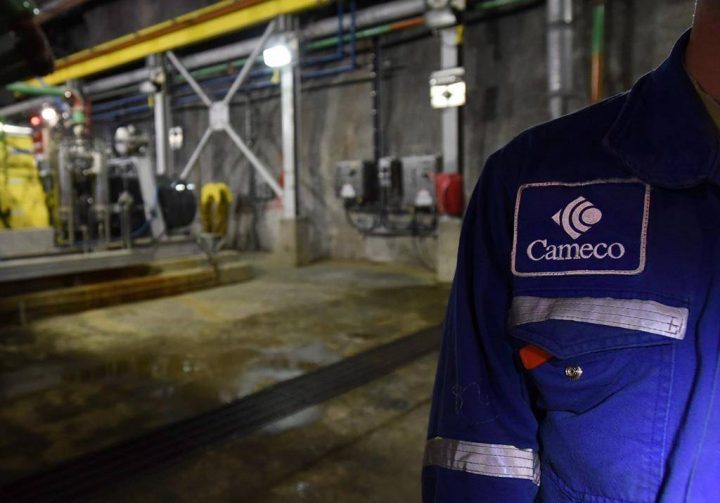 A patch is seen on an employee during a Cameco media tour of the uranium mine in Cigar Lake in September 2015.