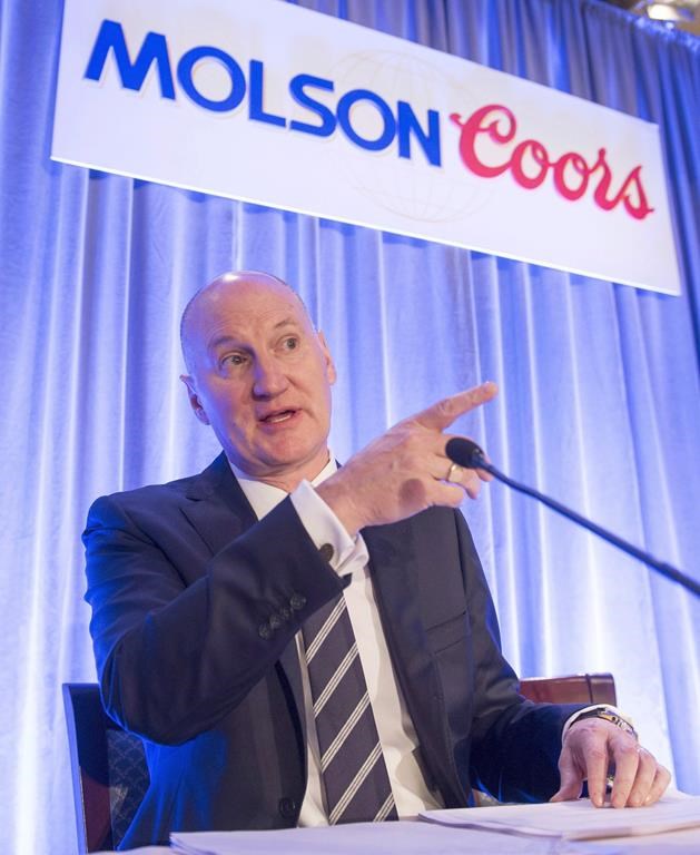 Molson Coors chief executive Mark R. Hunter gets set to start the company's annual meeting Wednesday, May 17, 2017 in Montreal.