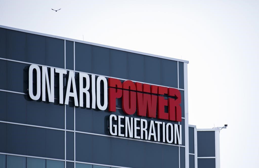 Ontario Power Generation signage is seen facility at the Darlington Power Complex, in Bowmanville, Ont., Friday, May 31, 2019. TC Energy Corp. says it is selling two Ontario natural gas-fired power plants and a 50 per cent interest in a third to a subsidiary of Ontario Power Generation Inc. for about $2.87 billion. T.