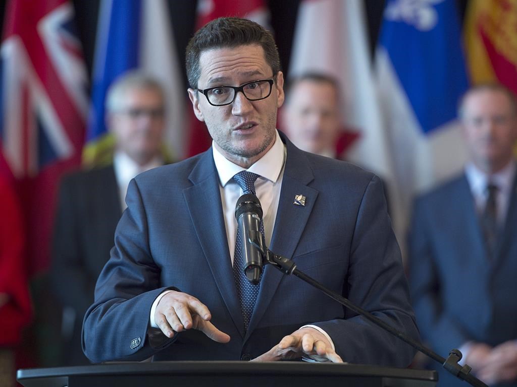Quebec Environment Minister Benoit Charette fields questions at the closing news conference of the Canadian Council of Ministers of the Environment meeting in Halifax on Thursday, June 27, 2019.