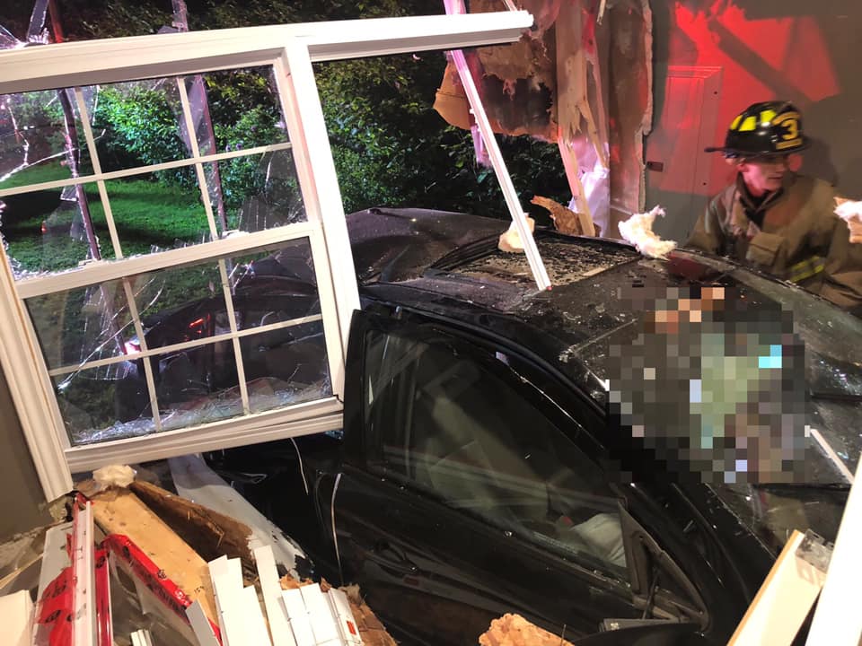 Firefighters from Glace Bay responded to a report of a vehicle that had entered a house on Beacon Street with entrapment.