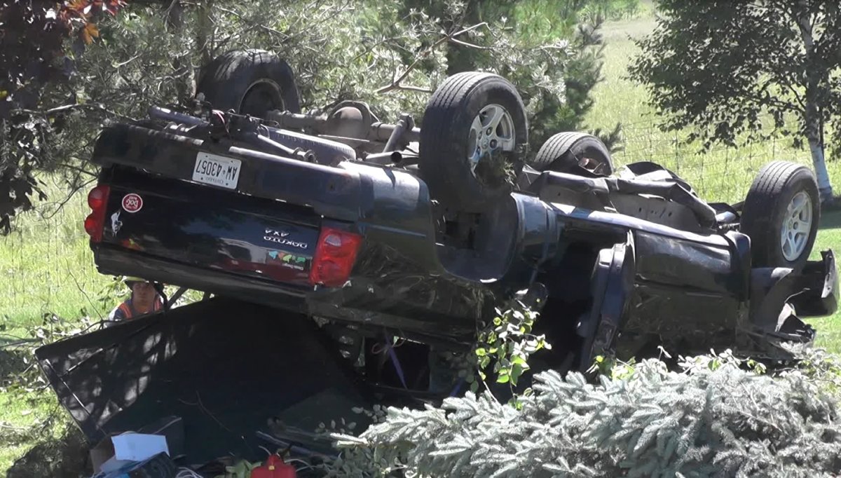 Two people were sent to hospital after a rollover on Sunday afternoon on Centreline Road.