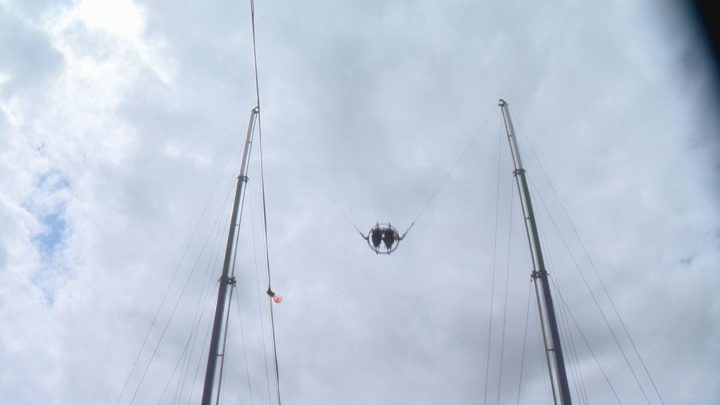 Thrill seekers ride the slingshot at Country Thunder near Craven, Sask. 